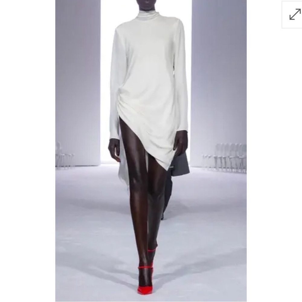 $1395 Brandon Maxwell Raina Mini Dress with Draped Waist and Neck Scarf Size 6